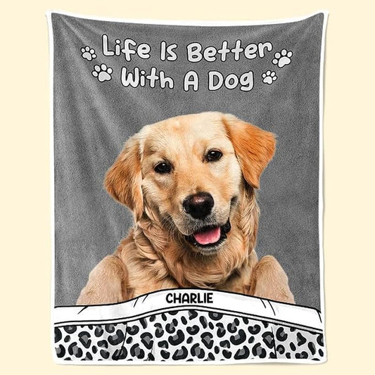 Pamaheart Custom Dog Face Blankets, Personalized Pet Photo Blanket, Fleece Dog Blankets, Customized Photo Throws, Dogs Dad Gifts, Pet Lover Gifts, Memorial Gift /24