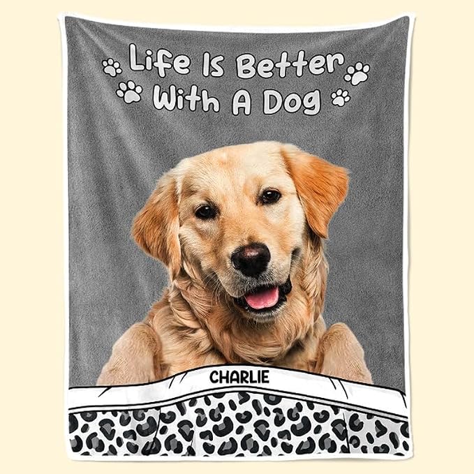 Pamaheart Custom Dog Face Blankets, Personalized Pet Photo Blanket, Fleece Dog Blankets, Customized Photo Throws, Dogs Dad Gifts, Pet Lover Gifts, Memorial Gift /24