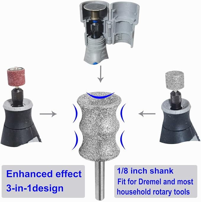 Nail Diamond Bits for Dog Dremel - Painless Pet Nail Trimmer Bits - Dog Nail Clipper & File for Large Medium Small Dogs Cats and Animals