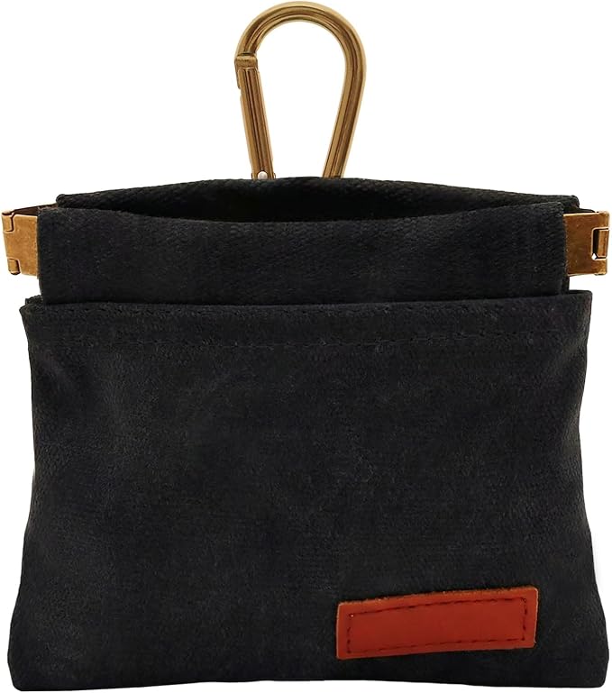 Dog Treat Pouch Black Pocket Sized Pet Training Pouch Training Pouch with Carabiner Buckle Auto Closing Dog Walking Bag Pet Feed Snack Reward for Pet Puppy Travel Outdoor Use
