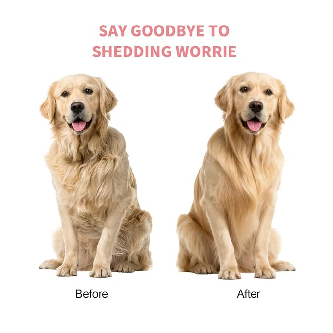 Dog and Cat Deshedding Brush for Short Hair Pets, Pink | Metal shedding blade for loose fur, short to medium coats and daily grooming