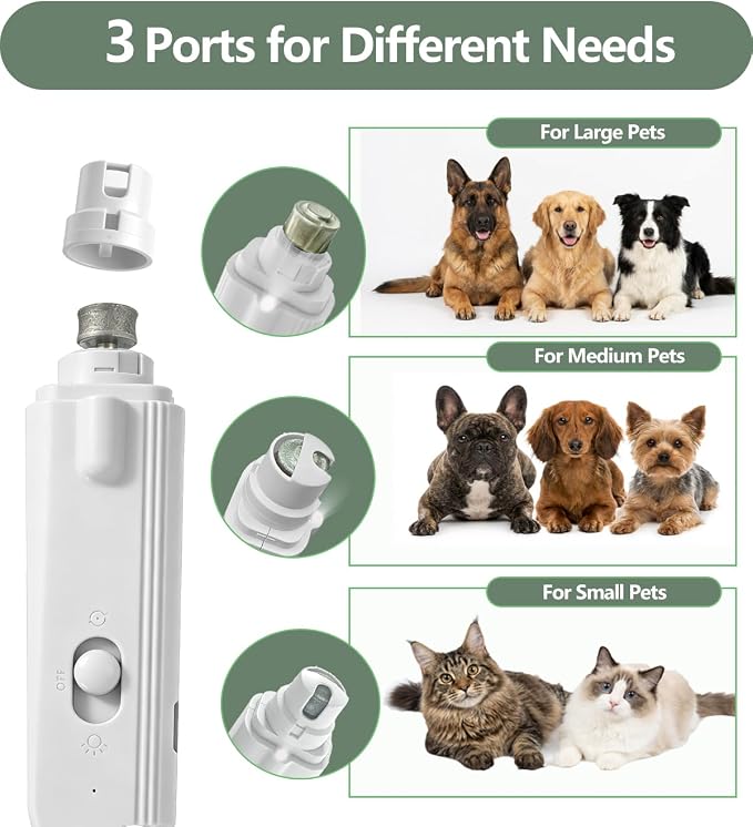 2-in-1 Dog Nail Grinder & Clippers with Dual LED Lights, Electric Pet Nail Trimmer with Safety Guard, USB-C Rechargeable Grooming Tool for Cats and Dogs White