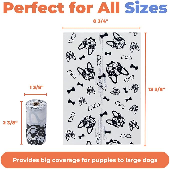 Best Pet Supplies Dog Poop Bags for Waste Refuse Cleanup, Doggy Roll Replacements for Outdoor Puppy Walking and Travel, Leak Proof and Tear Resistant, Thick Plastic - White, 150 Bags