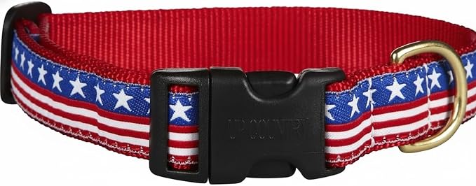 Up Country Stars and Stripes Dog Collar, Large (15 to 21 inches) 1 inch Wide Width