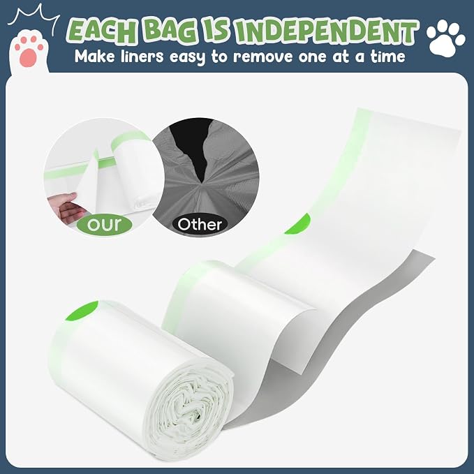120 Pack Litter Box Robot 3 4 and 5 Waste Bags, 1.5 Mils Thick Drawstrings Closure Cat Litter Box Bags Liners Compatible with Automatic Self-Cleaning Robot, Replacement Waste Drawer Liners