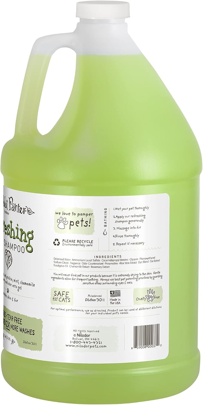 Bobbi Panter Refreshing Dog Shampoo Eucalyptus, Mint, Chamomile & Rosemary – Hydrating Natural Formula for Clean Fresh Coat, Tear-Free, 30:1 Concentrate, Made in USA, 1 Gallon