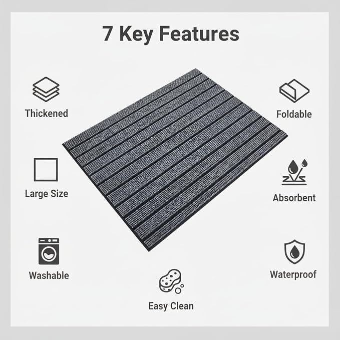 Dog Crate Mat 63"x47" Extra Thick Waterproof Non-Slip Kennel Pad | Absorbent Striped Design for Under Crate, Reusable & Washable Dog Mat for Crate