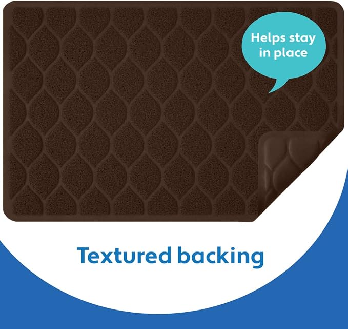 MIGHTY MONKEY Waterproof BPA Free Cat Litter Box Trapping Mat, Easy Clean Floors, Textured Backing, Soft on Sensitive Kitty Paws, Cats Accessories, Less Waste, Stays in Place, 24x17, Chocolate