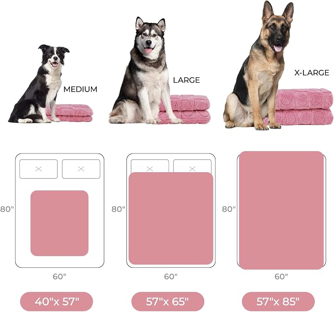 Luciphia Valentines Day Waterproof Blanket for Medium Large Dogs Washable Bed Couch Protector Soft Fluffy 3D Heart Jacquard Pet Blanket with Sherpa Fleece Cozy Calming Throw Blankets, Pink 65x57 inch