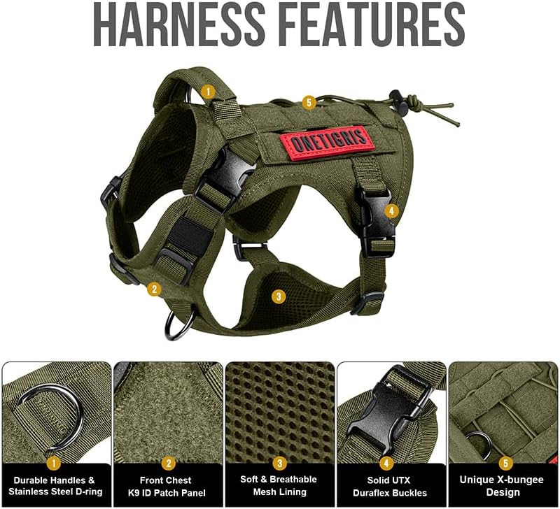 OneTigris Tactical Dog Harness with Handle No-Pull Adjustable for Small Dog
