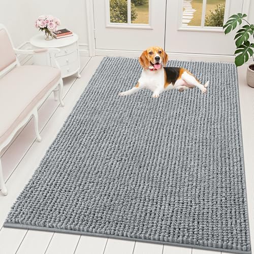 OLANLY Dog Door Mat for Muddy Paws 70x46, Extra Absorbent Chenille Mud Mat