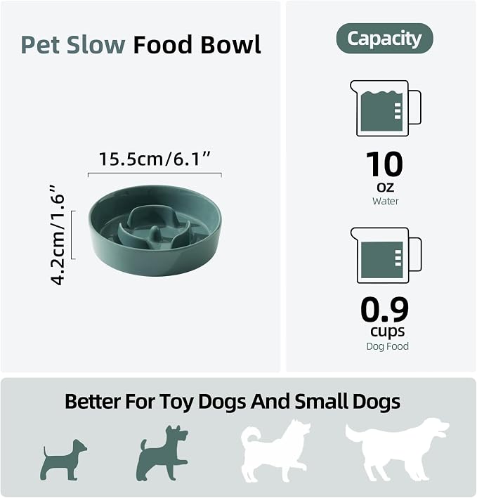 Havniva Ceramic Slow Feeder Dog Bowls, 0.9 Cups Dog Bowl Slow Feeding for Small Breed, 6.1inch Puzzle Dog Food Bowl Slow Feeder Non-Slip Anti-Gulping and Anti-Choking Reduces Bloating