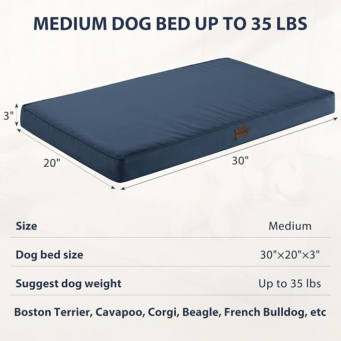 BFPETHOME Outdoor Waterproof Dog Bed for Large Dogs, Washable Cover, 30" | Outdoor & Indoor Use, Waterproof, For Medium, Large, Extra Large Dogs, Orthopedic, Egg Crate Foam, Up to 35 lbs