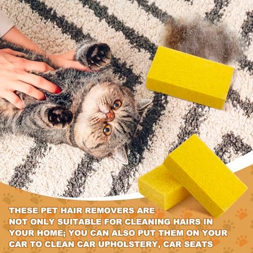 3 Pack Pet Hair Remover Sponge Cat and Dog Hair Sponge, Yellow