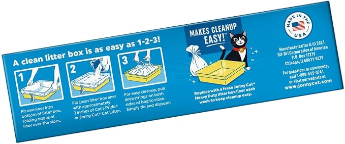 JONNY CAT Litter Box Liners, Heavy Duty Drawstring Liners, Pack of 4 Boxes, 5 Liners per Box, 3 FT X 18 IN, Tear Resistant
