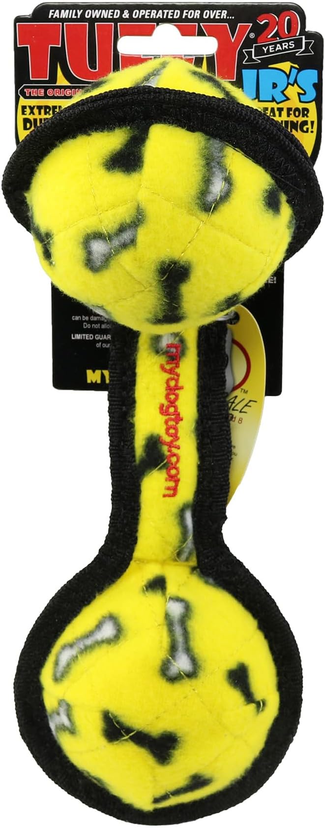 TUFFY® : 2 Ball Tug Dog Toy: Ultra Durable Plush Toy with Multiple Layers & Reinforced Seams, Washable and Floats, Original Construction