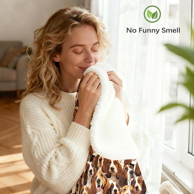 BlessLiving Bassett Hound Brown Throw Blanket with Dense Dog Patterns Sherpa Fleece Blanket Couch Bed, Soft Cozy Warm Pet Blankets for Puppy Lovers Cute Animal Print Gift 60x80 Inches