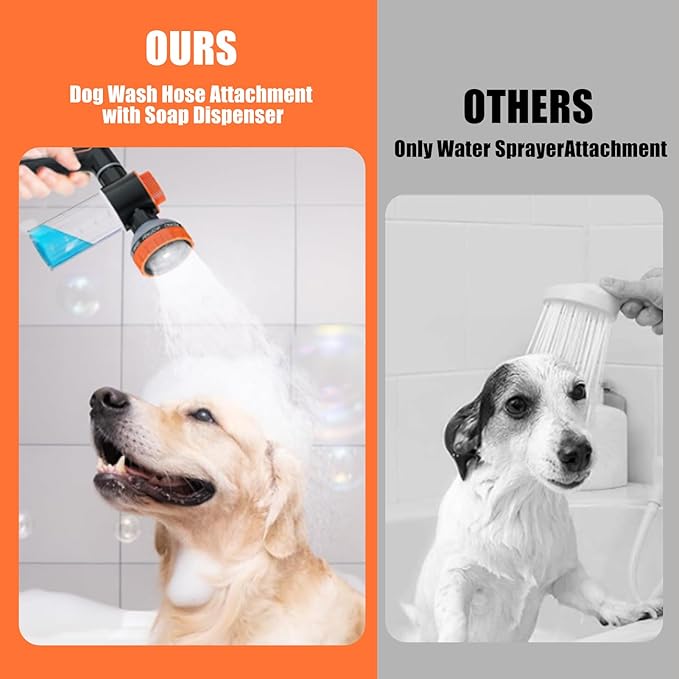 Dog Washing Hose Attachment for Pet Bathing with Black 3 Way Shower Diverter, Dog Wash Hose Nozzle Shampoo Sprayer for Pet Grooming Shower, Dog Shower Attachment for Bathroom