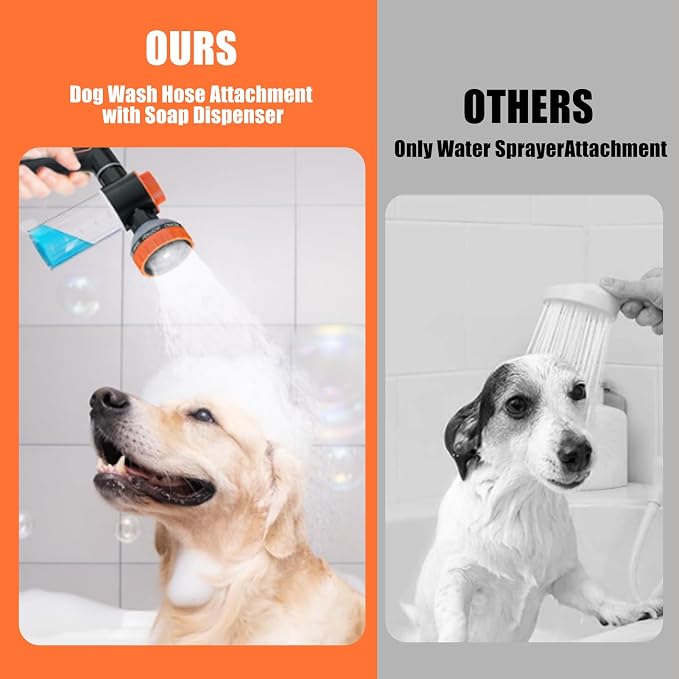Dog Shower Attachment with Metal 3-Way Shower Diverter & 100inches Shower Hose for Bathroom Showr Arm, Dog Wash Hose Nozzle Sprayer for Easy Pet Bathing Dog Washing Hose Attachment