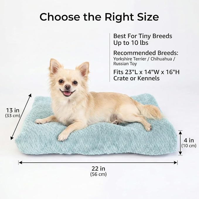 Small Dog Bed for Crate,22 Inch Washable Dog Crate Pad for Dog Cages,Soft Jacquard Flannel Puppy Kennel Bed with Anti-Slip Bottom,Fluffy Dog Mat for Small Dogs,Sage Green