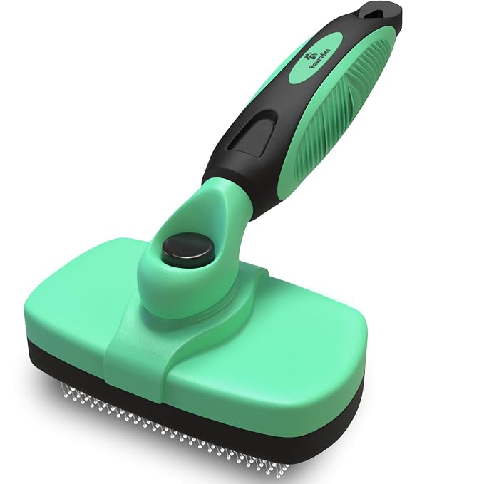 Deshedding Dog Brush for Shedding – Self Clean Cat Brush Deshedding & Grooming Tool for Long Haired and Short Haired Dogs, Slicker Brushes for Dogs, Skin-Friendly, Retractable Bristles, Easy to Clean