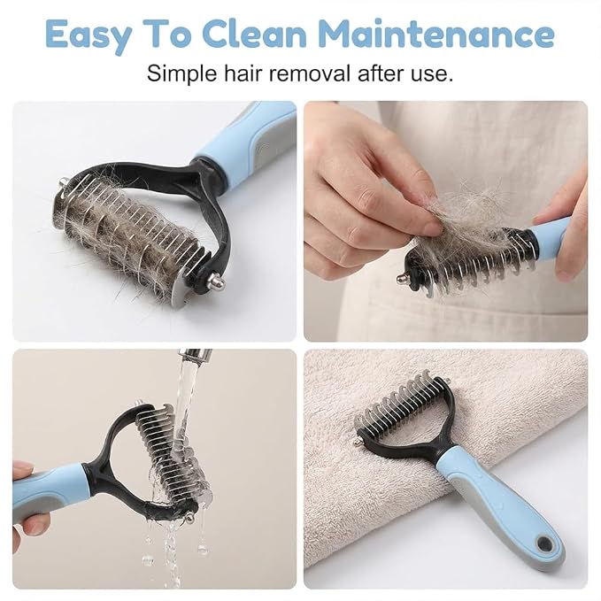 Dematting Comb for Dogs and Cats, 2026 Upgraded Pet Pro Tool Grooming, Dual-Sided Deshedding and Dematting Brush, Ergonomic Pet Grooming Brush, Gentle Pet Hair Remover Comb