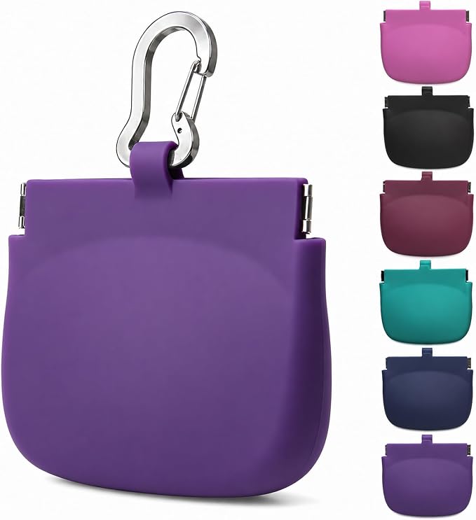 1 Cup Silicone Dog Treat Pouch, Dog Training Treat Bag, Purple | One-Hand Use, Auto-Closes, No Spills When Inverted, Carabiner Keeps Pouch Secure, Easy to Clean, Holds Dry or Wet Dog Food