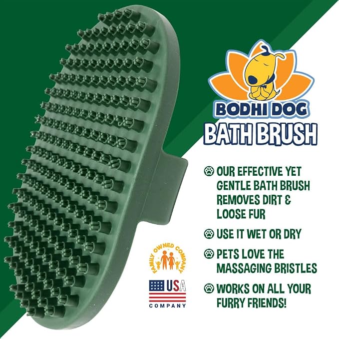 Bodhi Dog Shampoo Brush - Pet Grooming & Bath Supplies for Dogs and Cats - Bath Brush for Long & Short Hair - Premium Scrubber for Shower, Showerhead, Sprayer & Bathing (One Pack, Dark Green)