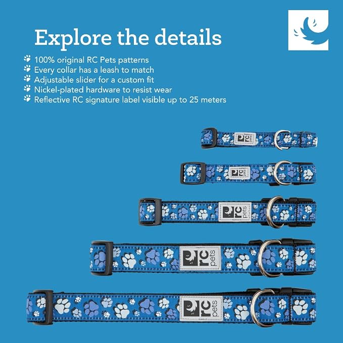 RC Pets Clip Collar | Reflective Label for Visibility Adjustable Comfortable & Secure Fit | Gemstone, Large, 1-Inch