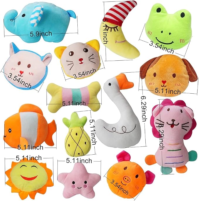 27 Pack Puppy Squeaky Toy, Different Designs Squeakers Pet Toys, Cute Bulk Plush Dog Toys for Small Dogs