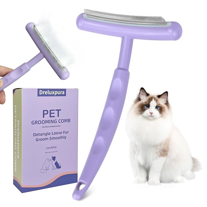 Pet Deshedding Brush for Dogs Cats, All Hair Types Grooming Tool (Purple) | Effectively reduces shedding by up to 95%,professional pet hair remover,gentle on sensitive skin,ergonomic non-slip handle