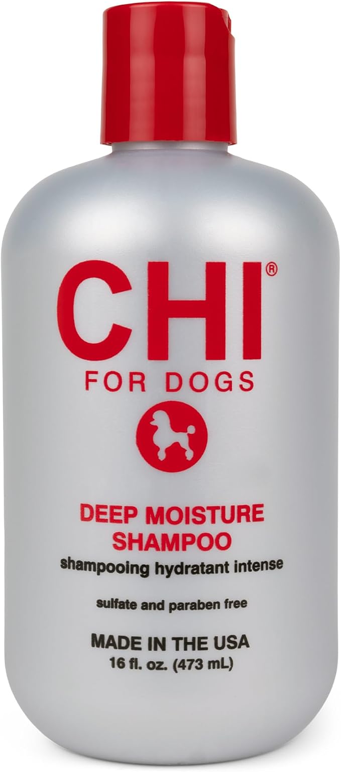 CHI for Dogs Deep Moisture Shampoo pH Balanced Hydrating Dog Shampoo Dry Skin Ionic Technology Soft Shiny Coat 16 FL OZ Made USA