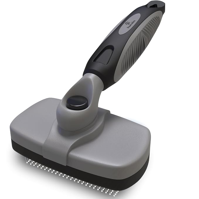 Deshedding Dog Brush for Shedding – Self Clean Cat Brush Deshedding & Grooming Tool for Long Haired and Short Haired Dogs, Slicker Brushes for Dogs, Skin-Friendly, Retractable Bristles, Easy to Clean