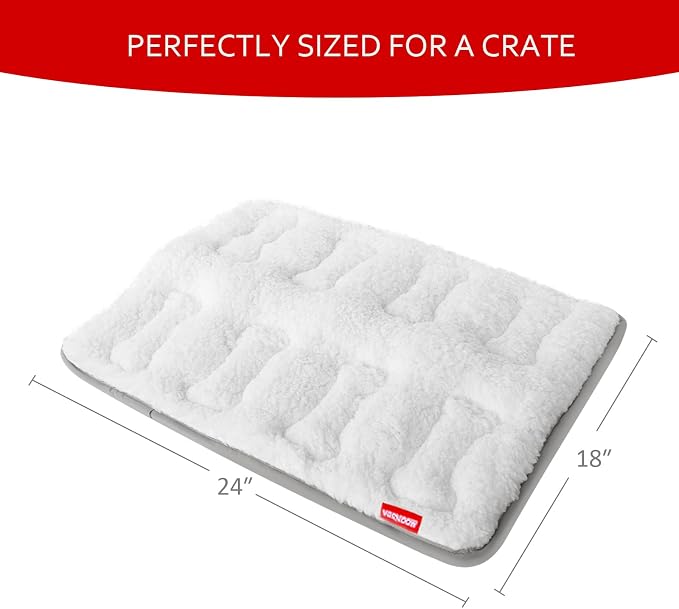 Dog Crate Mat(24" X 18"), Small Dog Bed Pad for Crate | Soft Plush Bed Pad Machine Washable, Sleeping Mat with Anti Slip Bottom