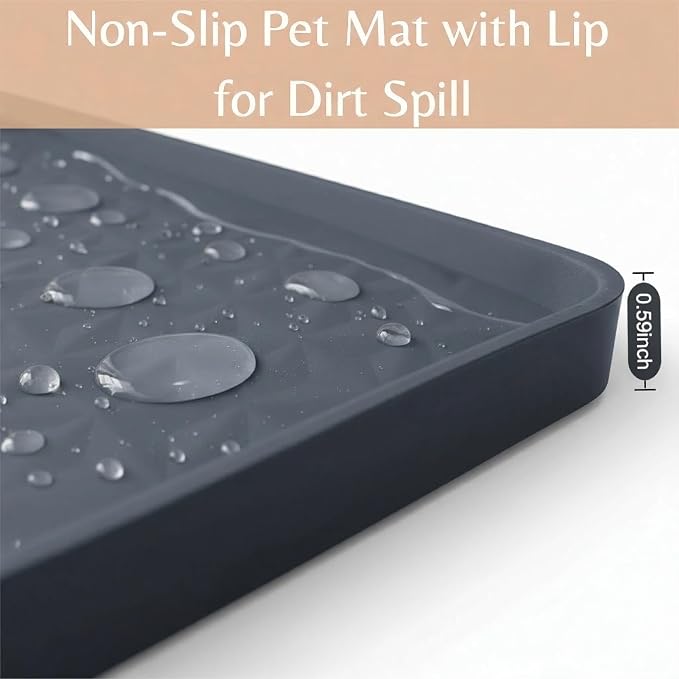 Cat Litter Mat, Extra Large 51"x25.6" Silicone Litter Box Mat, High Edge | Kitty Litter Mat for Auto Litter Box Areas, Waterproof Non-Slip Litter Mat, Easy Clean, Raised Lip Contains Multi-Cat Mess