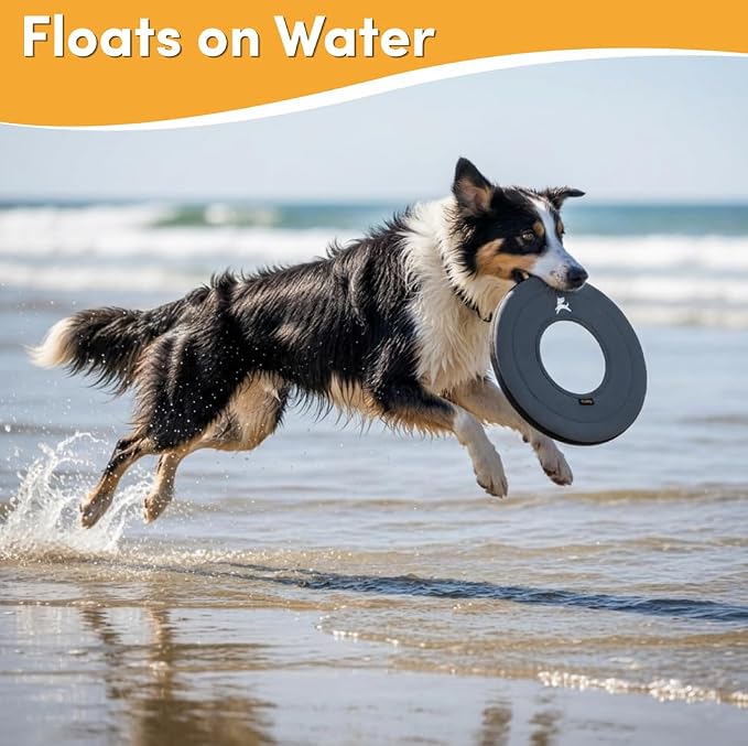 OllyDog Super Flyer Dog Flying Disc – Floating Fetch Toy for Water Play, Soft Eco-Friendly Recycled Fabric, Gentle on Teeth, 11" for Medium & Large Dogs (Castle Rock, 11")