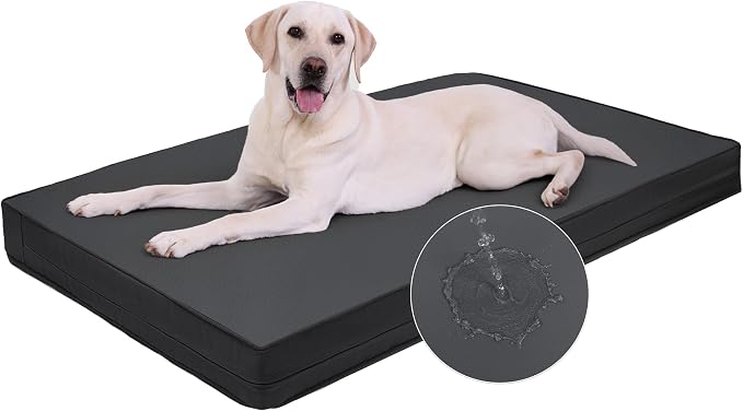Vonabem Outdoor Dog Bed Waterproof Washable, Jumbo Large Crate Bed 54 inch, Wipeable Leather Pet Beds with Removable Cover, XXXL Durable Anti-Slip Kennel Pad 53"x36" Black
