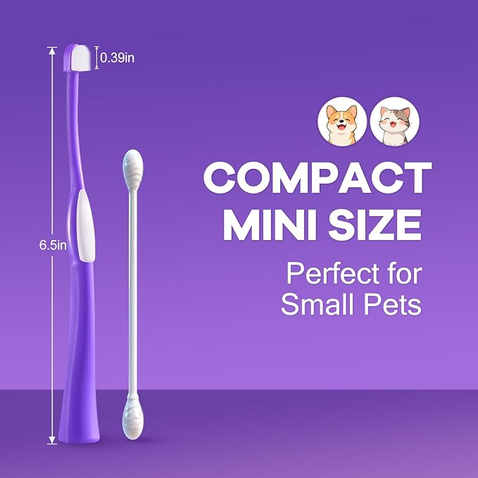 Zero-Pressure Pet Toothbrush for Cats & Small Dogs, Purple | Gentle Gum Comfort. Hygienic Standing Base. Soft Brushing Feel. Easy Daily Routine for Delicate Mouths.