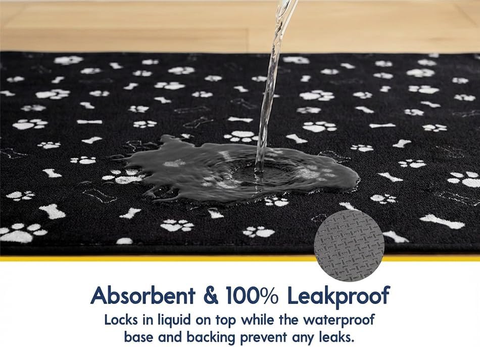 Muddy Mat® Washable Pee Pads for Dogs, Super Absorbent Reusable Puppy Pads–100% Waterproof Pee & Potty Training Pads for Pets, Non-Slip Dog Pads for Crates, Playpens and Floors - 2 Pack, Black 36"x48"