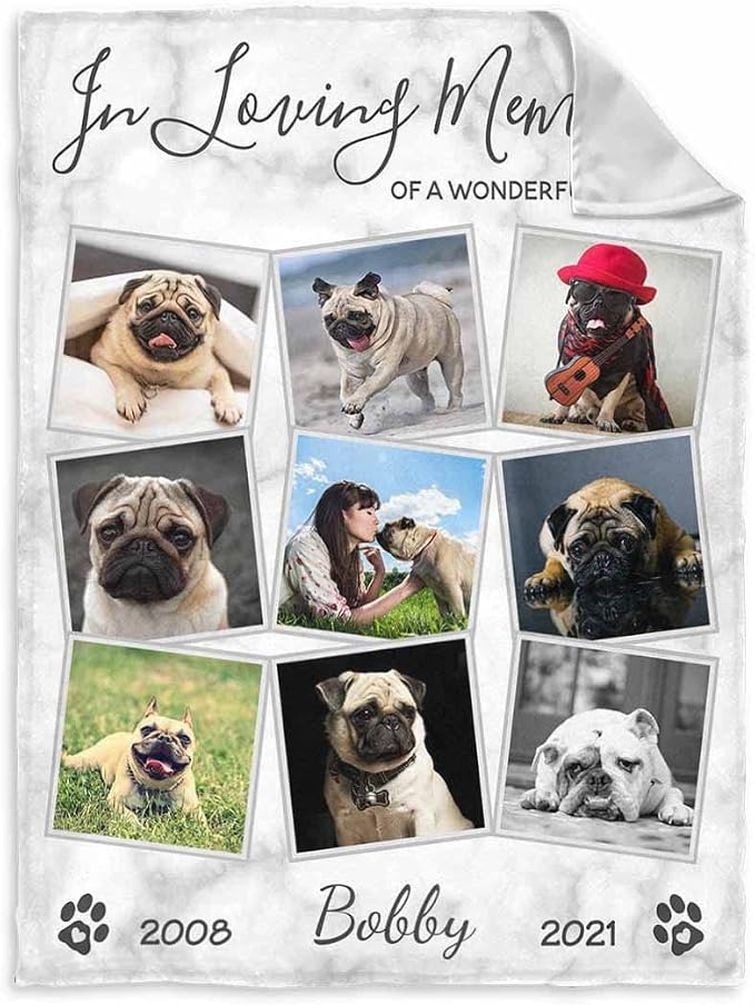 InterestPrint Custom Dog Pet Memory Blankets with Beloved Photo in Loving Memory of A Wonderful Dog Pet Personalized Loss of Loved one Memorial Blanket Gift for Dogs Cats Pets Lovers 50X60 Inch