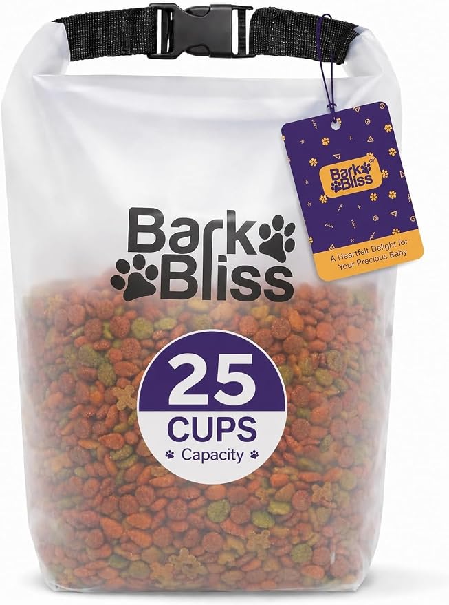 25-Cup Dog Food Travel Bag, Large Portable Container, Leak Proof, Water Resistant, Hook & Loop, Flat Base, Collapsible, Hold 6.6lbs of Kibble, Camping/Travel