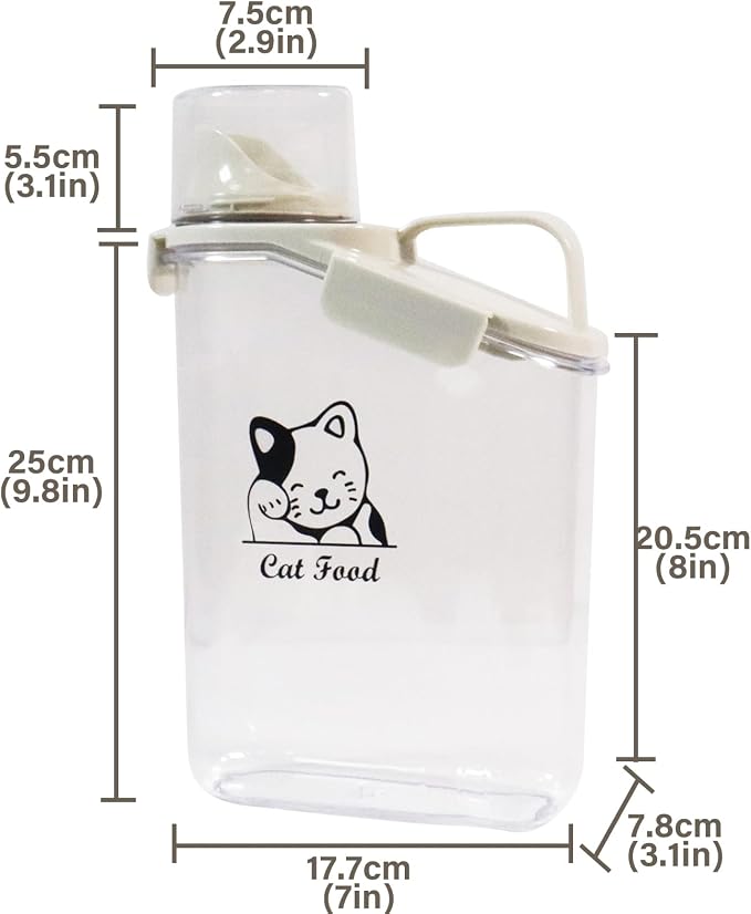 Pet Food Storage Container with Measuring Cup and Pour Spout - Airtight, Leakproof, Portable Pet Food Dispenser for Travel - 2.8L