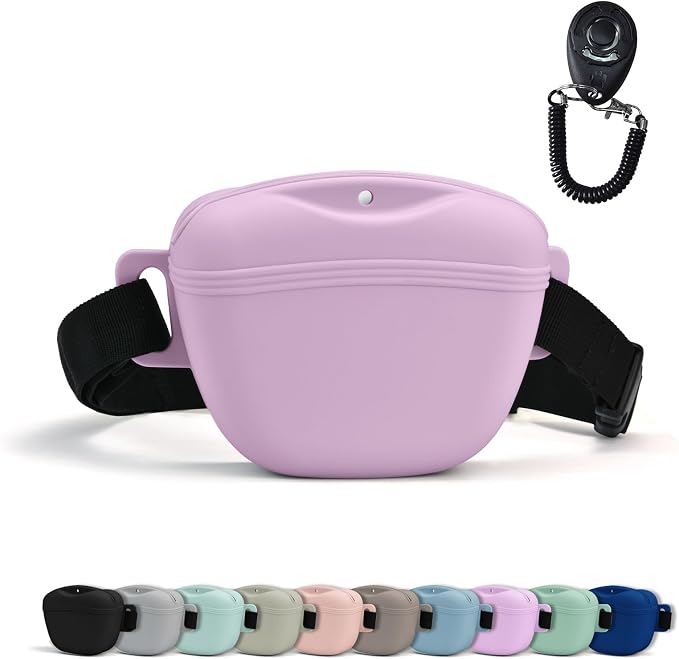 AUDWUD Magnetic Dog Treat Pouch with Adjustable Belt for All Waist Sizes | Hands free design with adjustable strap 31"-49.5",Magnetic spill-proof seal is perfect for active,flexible training