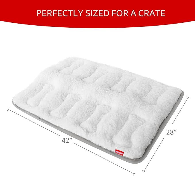 Dog Bed Crate Mat(42" X 28"), Soft Plush Dog Bed Pad | Machine Washable Crate Pad, Dog Sleeping Mat with Anti Slip Bottom