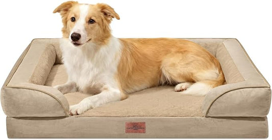 Comfort Expression Orthopedic Dog Beds for Large Sized Dog with Bolster | Waterproof Dog Couch Bed with Washable Cover & Non-Slip Bottom, Supportive Egg Crate Foam Large Pet Bed, 35x22 Inch