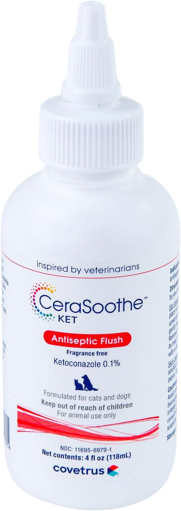 Covetrus CeraSoothe KET Antiseptic Flush for Dogs & Cats – Antifungal & Antibacterial Ear and Skin Cleanser, 4 oz