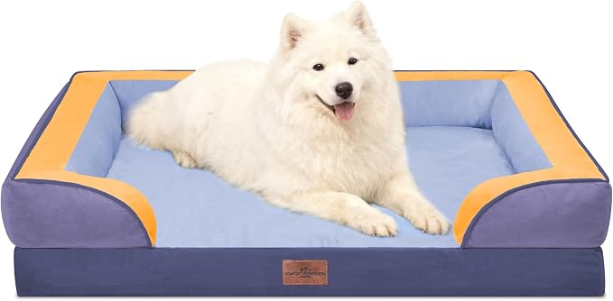 Comfort Expression Orthopedic Dog Beds for Large Sized Dog with Bolster | Waterproof Dog Couch Bed with Washable Cover & Non-Slip Bottom, Supportive Egg Crate Foam Large Pet Bed, 36x27 Inch
