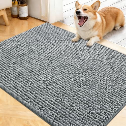 OLANLY Dog Door Mat for Muddy Paws 40x32, Extra Absorbent Chenille Mud Mat