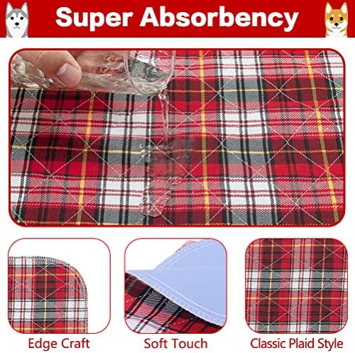 KOOLTAIL Washable Pee Pads for Dogs - Waterproof & Non-Slip Plaid Puppy Potty Training Pads, Reusable Whelping Pads, Dog Food Feeding Mat, 36"x41"