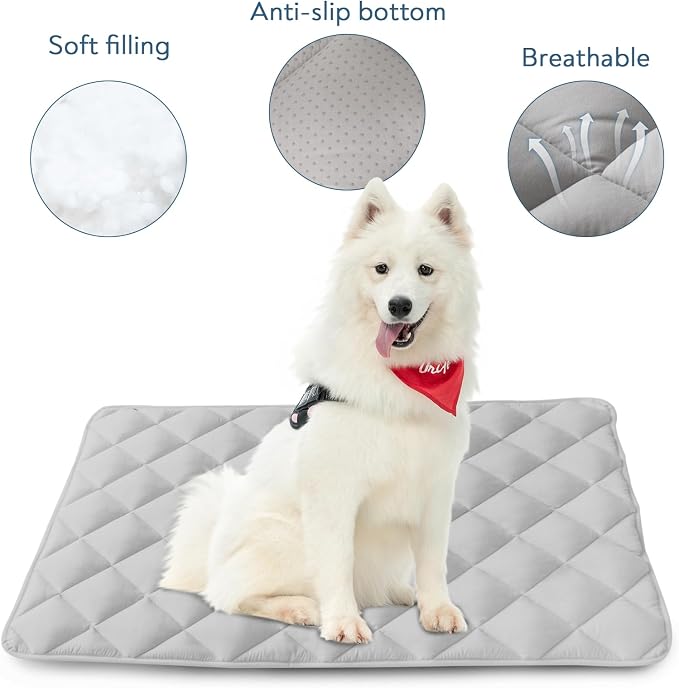 Dog Crate Pad 2 Pack (36" x 23"), Dog Crate Mat with Anti-Slip Bottom, Grey | Fits 36 Inch Crate, Soft, Machine Washable, Kennel Pad